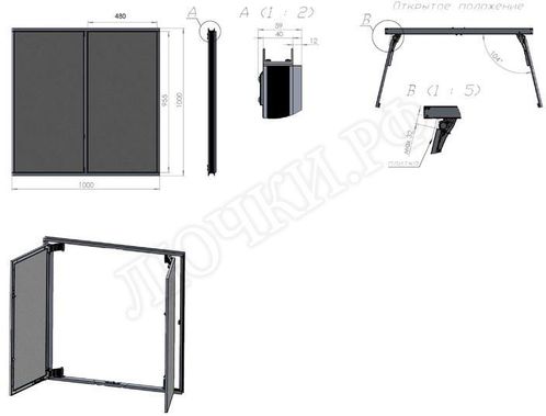 Люк под плитку Нажимной Секрет-Лайт 2 створки 1200*300 Люк под плитку Нажимной Секрет-Лайт 2 створки 1200*300