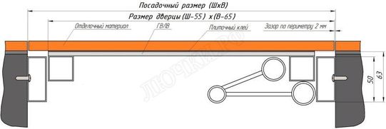 Люк под плитку Нажимной Железяка, 2 створки, 1050*1550 Люк под плитку Нажимной Железяка, 2 створки, 1050*1550