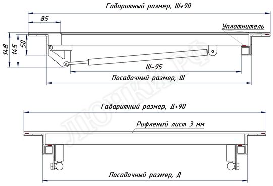 Напольный люк Дворник Уголок, нержавеющая сталь AISI 304, 2 створки Напольный люк Дворник Уголок, нержавеющая сталь AISI 304, 2 створки